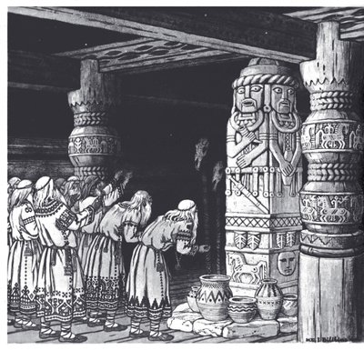 スヴェトヴィッド神の礼拝、1934 作： Ivan Yakovlevich Bilibin