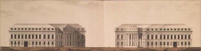 アドミラルティ前の広場の計画、1770年頃（ペン、筆、インク、水彩画） 作： Ivan Yegorovich Starov