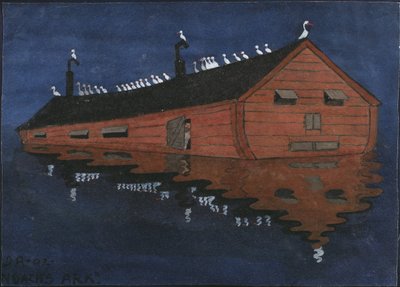 アロセニウス、イヴァル（1878-1909）による「ノアの箱舟」。紙にガッシュ。サイズ：18x25cmストックホルム国立博物館 作： Ivar Axel Henrick Arosenius