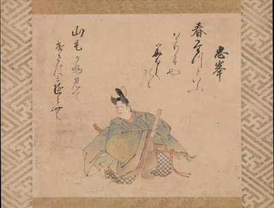 17世紀初頭の一連のアルバムの葉からの詩人Mibu no Tadamineです。 作： Iwasa Matabei