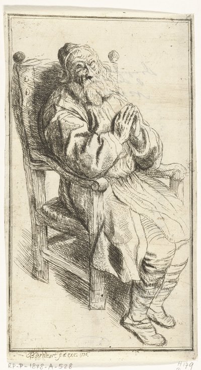 肘掛け椅子に座っている老人 作： J.B. Bernaert