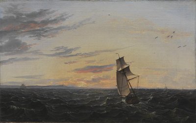 海景。 夕暮れのリューゲン島の海岸 作： Johan Christian Dahl