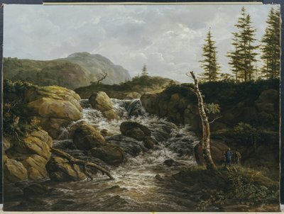 滝のある山岳風景、ノルウェー 作： Johan Christian Dahl