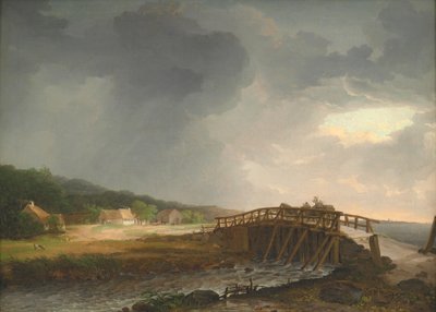 ジーランド、ケーゲの景色を望むトリッゲヴァルデ川に架かる橋 作： Johan Christian Dahl
