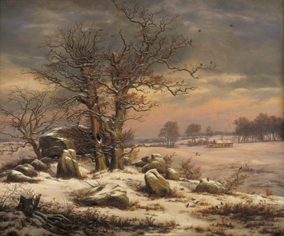 デンマーク、ヴォルディングボリ近くの冬の風景 作： Johan Christian Dahl