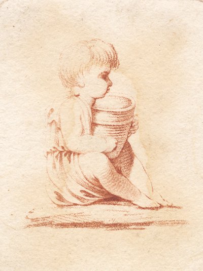 座っている小さな男の子 作： J.F. Clemens