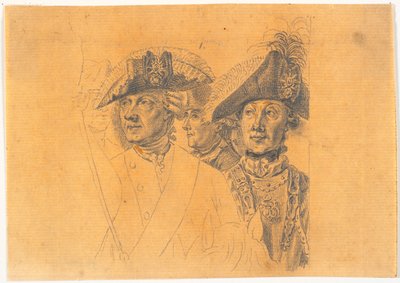スティックの 4 つの頭の準備: フリードリヒ大王がポツダムでのレビューの後、家に帰る 作： J.F. Clemens