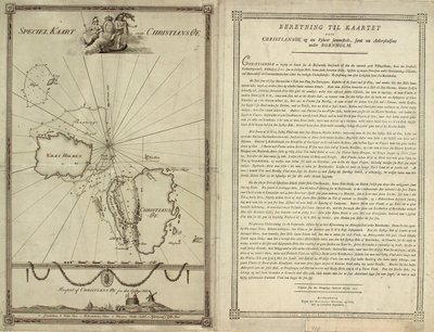 テキストページ付きのChristiansøの地図 作： J.F. Clemens