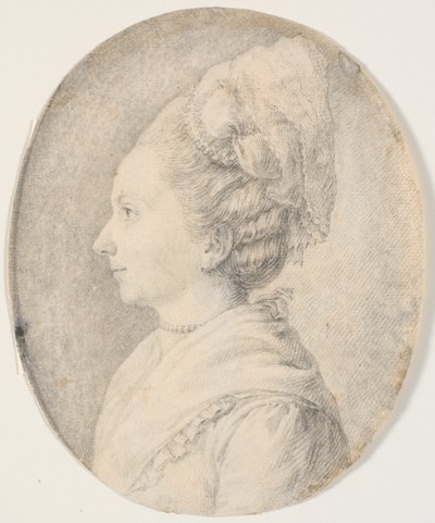 女性の肖像画。 左のプロフィール 作： J.F. Clemens