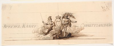 Christiansø の地図のタイトル ビネットと目論見書の下書き 作： J.F. Clemens