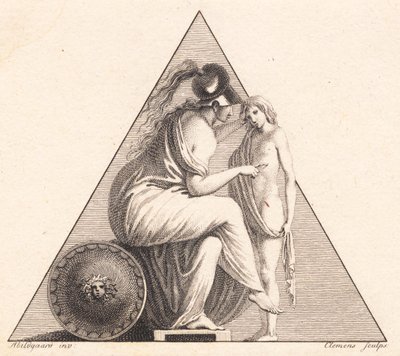 若者に命を吹き込むパラス アテナを描いたビネット 作： J.F. Clemens