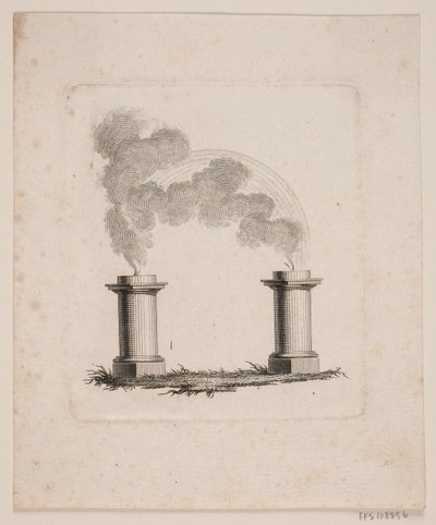 2 つの祭壇から煙が立ち上って結合する様子を描いたビネット 作： J.F. Clemens