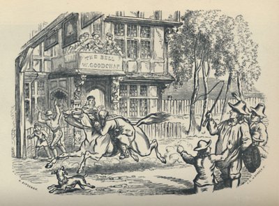 「エドモントンの鐘を渡すジョン・ギルピン」、1950年頃。 作： JG Whymper