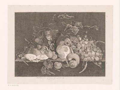 果物とカキのある静物 Galerie des peintres flamands, hollandais et allemands de Le Brun (シリーズタイトル) 作： J.L.L.C. Zentner