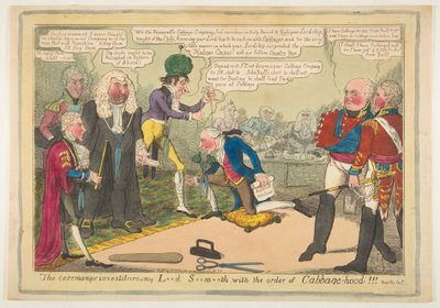 My L**d S**m**th と Cabbage-hood 勲章の授与式、ca. 1819 年 6 月。 作： JL Marks
