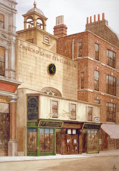 ロンドン市ビショップスゲート内の聖エセルブルガ聖母教会、1860年 作： JL Stewart
