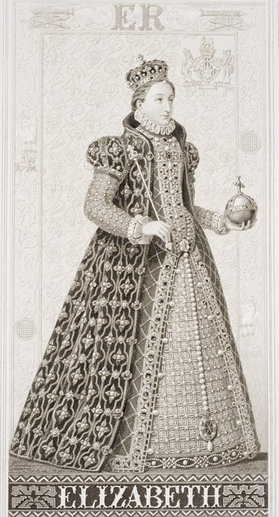 エリザベス女王I（1533-1603）、「英語とスコットランドの歴史のイラスト」第I巻 作： J.L. Williams
