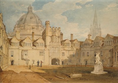 オックスフォードのブレゼン・ノーズ・カレッジ・クアドラングルの内側からの眺め、1803-1804年 作： Joseph Mallord William Turner