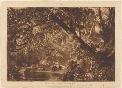 アイザクスとヘスペリエ、1819 年に出版。 作： Joseph Mallord William Turner
