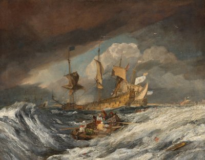 オランダの兵士に錨を運ぶボート、c。 1804年。 作： Joseph Mallord William Turner