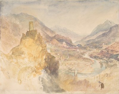 ヴィルヌーブの上から見たシャテル・アージェントとヴァル・ダオスタ（1836年 作： Joseph Mallord William Turner