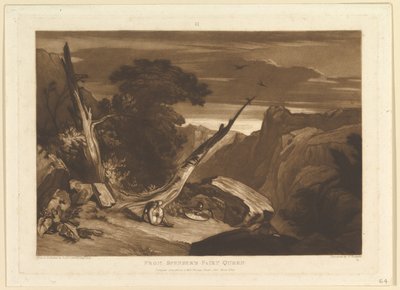 スペンサーの妖精の女王リベル スタジオラム、パート VII、プレート 36、1811 年 6 月より。 作： Joseph Mallord William Turner
