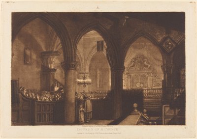 1819年に出版された「Interior of a Church」。 作： Joseph Mallord William Turner
