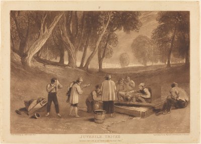 1811年に出版された少年のトリック。 作： Joseph Mallord William Turner