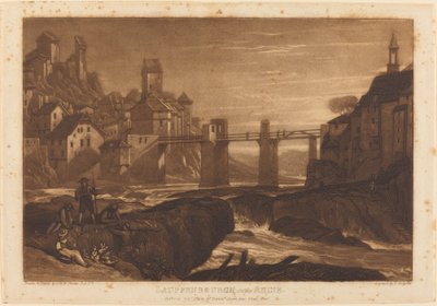 1811 年に出版されたライン川沿いのラウフェンバーグ。 作： Joseph Mallord William Turner
