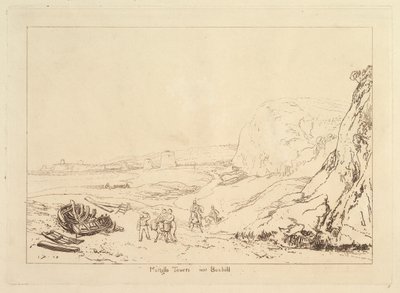 サセックス州ベックスヒル近郊のマーテロ・タワー Liber Studiorum, part VII, plate 34, 1811. 作： Joseph Mallord William Turner