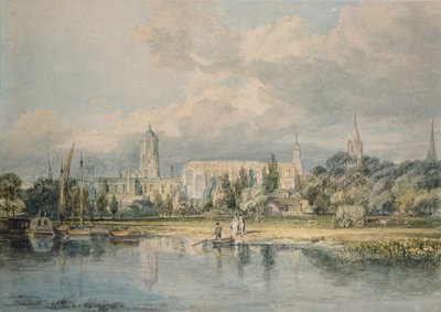 1798-1799年、牧草地からクライストチャーチなどを望む南側の風景 作： Joseph Mallord William Turner