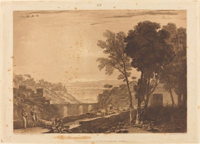 1812年に出版された「橋と山羊」。 作： Joseph Mallord William Turner