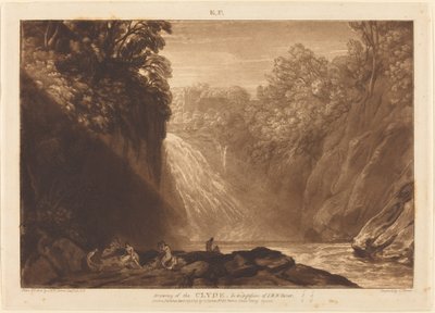 クライドの陥落、1809 年に出版。 作： Joseph Mallord William Turner