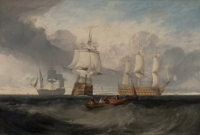 トラファルガーから帰還したヴィクトリー号の3つのポジション（1806年頃）。 作： Joseph Mallord William Turner