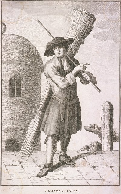 「修理する椅子」、ロンドンの叫び、c1750 作： JM