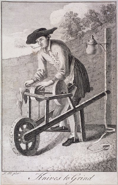 「Knives to Grind」、Cries of London、c1750 作： JM