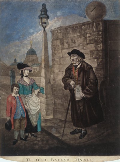 街角に立つ古いバラッド歌手（1780年頃 作： JR Smith