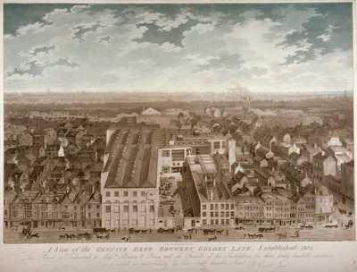 本物のビール醸造所の航空写真、ゴールデン レーン、ロンドン市、1807 年 作： JS Barth