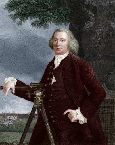 ジェームズ・ブリンドリー、18 世紀の英国の土木技術者で運河建設者、1836 年。 作： JT Wedgwood