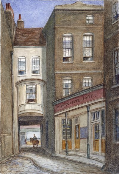 ホワイトホースイン、フェッターレーン、ロンドン、1870年 作： JT Wilson