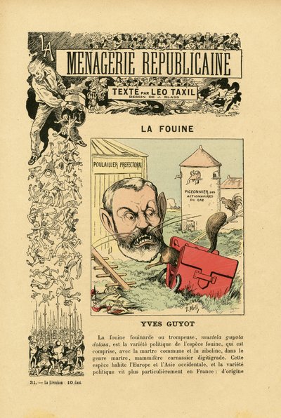 J.ブラス（1847年～1892年）の『Menagerie Republicaine』の挿絵 第三共和国の主要人物のユーモラスなギャラリー 作： J. (1847 1892) Blass