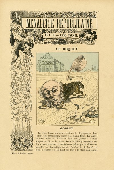 J.ブラス（1847年～1892年）の『Menagerie Republicaine』の挿絵 第三共和国の主要人物のユーモラスなギャラリー 作： J. (1847 1892) Blass