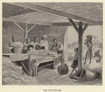 The Cotton Gin（リトグラフ 作： J. (after) Steeple Davis