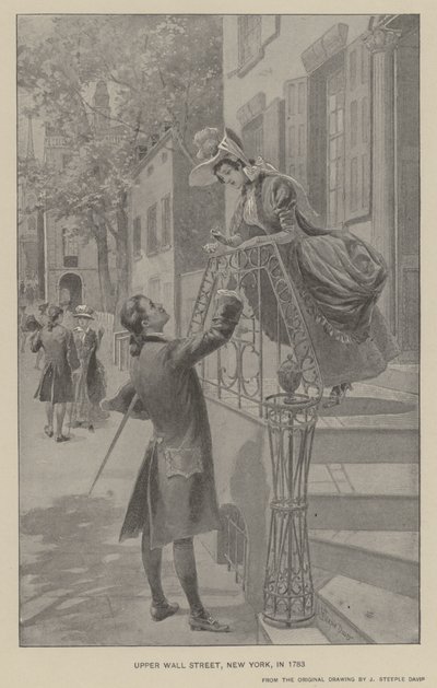 1783年のニューヨーク、アッパーウォール街（リトグラフ 作： J. (after) Steeple Davis