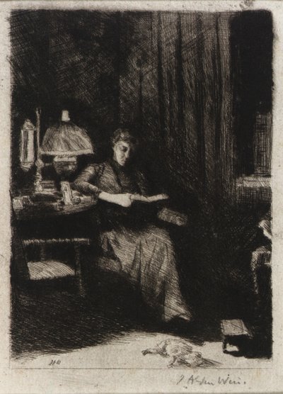 イブニング・ランプ 作： J. Alden Weir