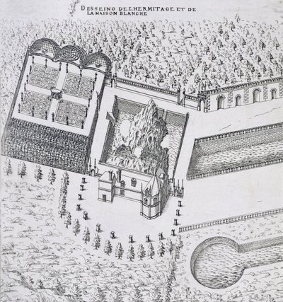 &39;Les Plus Belles Bastiments de France&39;のシャトードガヨンにあるエルミタージュとメゾンブランは、1570年代に出版されました 作： J. Androuet Ducerceau