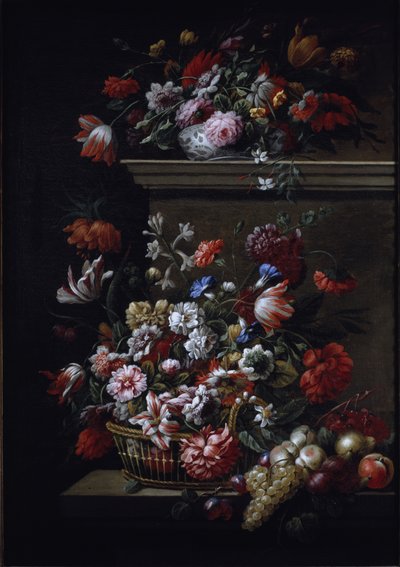 花の静物画（油彩・キャンバス 作： J B and Bogdany Jakob Monnoyer