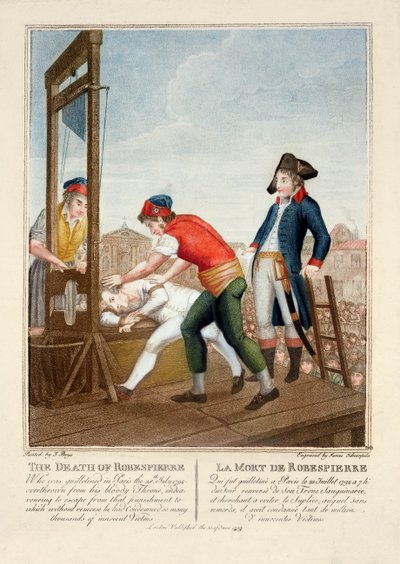 ロブスピエールの死（1758-94）1794年7月28日、James Idnarpilaによって彫刻され、1799年に出版 作： J. Beys