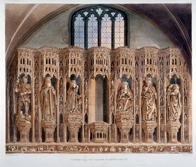 ヘンリー 5 世の礼拝堂のスクリーン、ウェストミンスター寺院、ロンドン、1811 年 作： J Bluck