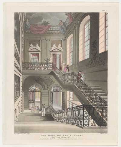 ホールと階段、大英博物館、1808 年 4 月 1 日、1808 年 4 月 1 日。 作： J. Bluck